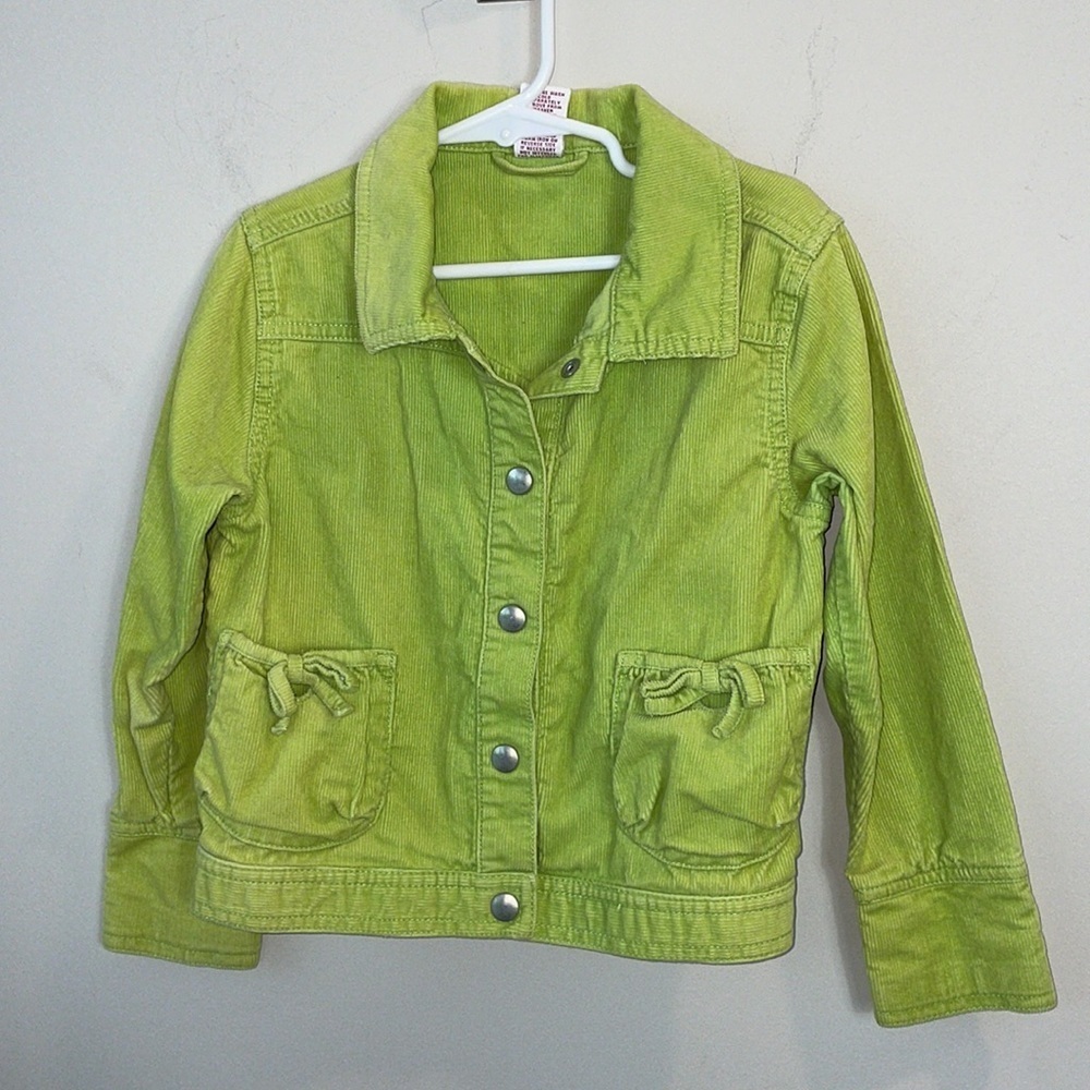 Gymboree lime green corduroy jacket girls size 6